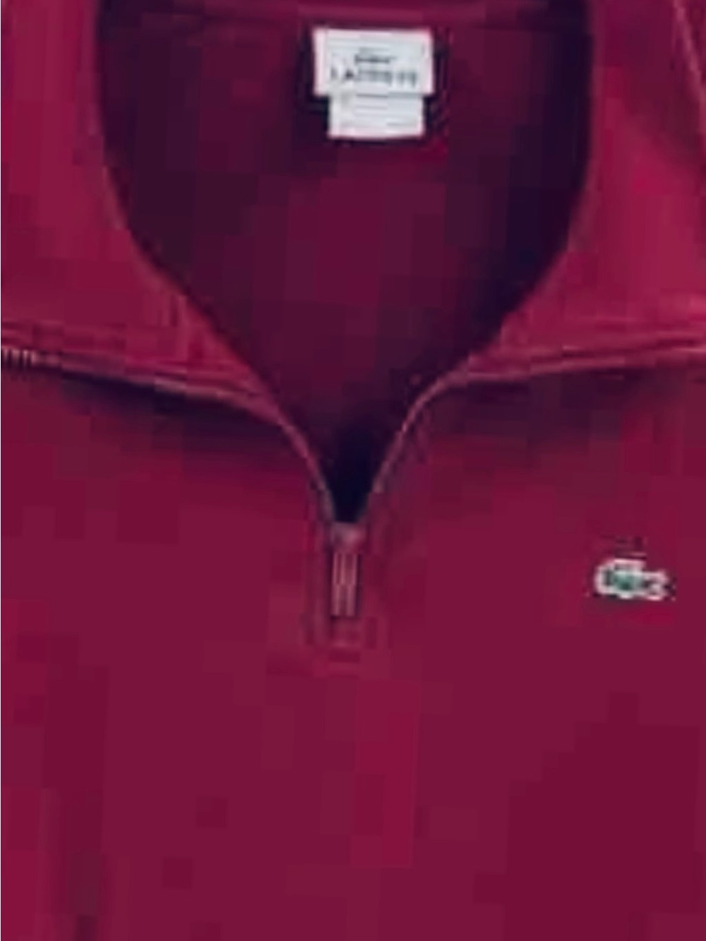 Lacoste Men’s Dark Red 1/4 Zip Pullover Sweater Sz9/USA XXL EUC F8330 P/27 L31 - Picture 6 of 12